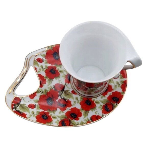 Leonardo Collection Fine China Porcelain Poppy Pattern Cup & Saucer Snack Set - Picture 2 of 8